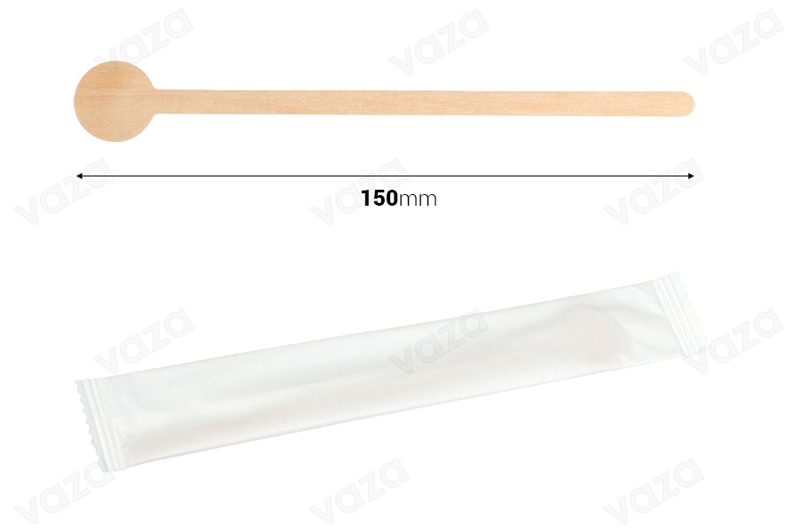 Holzrührer 150mm in Einzelpapierverpackung - Packung à 100 Stk Holzrührer 150mm in Einzelpapierverpackung - Packung à 100 Stk-εικόνα_διαστάσεις