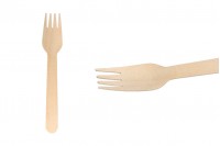 155 mm wooden forks in individual paper packaging - 100 pcs
