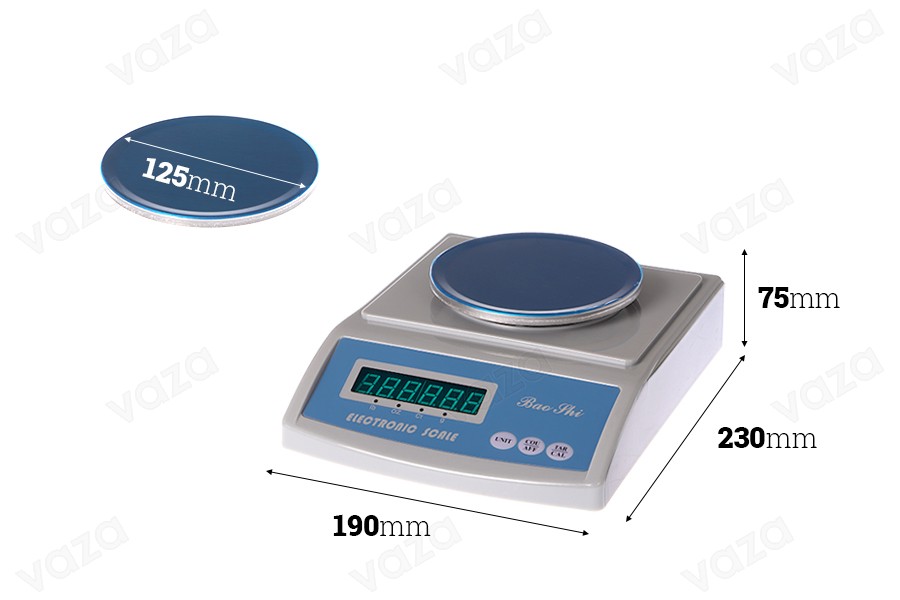Balance électronique de précision (0,01 gr - 2 kg) Balance électronique de précision (0,01 gr - 2 kg)-photo_dimensions