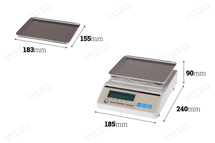 Precision electronic scale (0.01gr - 3 kg), battery operated Precision electronic scale (0.01gr - 3 kg), battery operated-image_dimensions