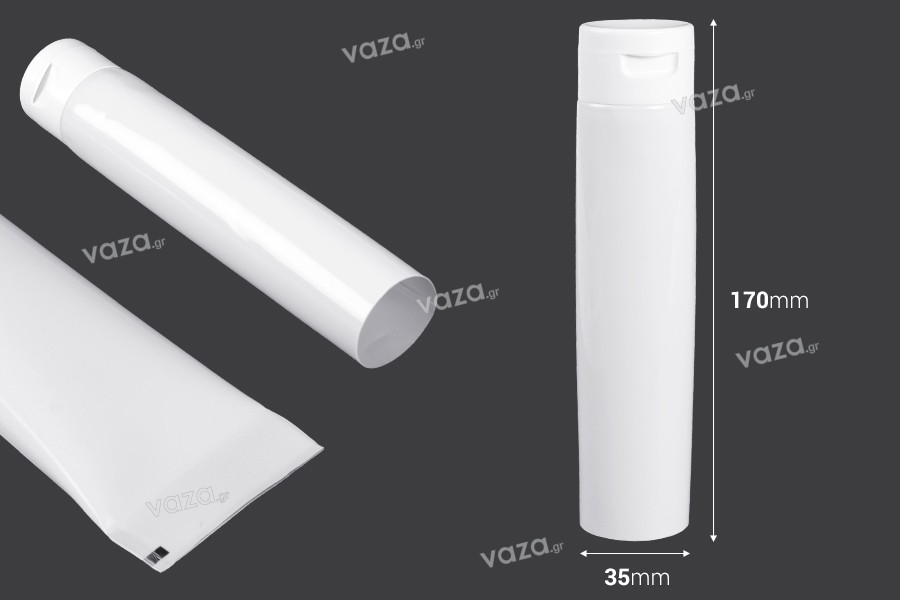 Σωληνάριο πλαστικό 100 ml με εσωτερική επίστρωση αλουμινίου και flip top καπάκι - 12 τμχ