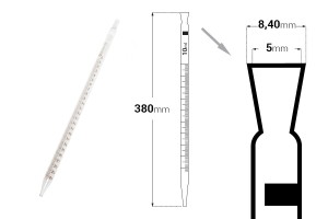 Γυάλινη πιπέτα 25 ml καθορισμένης απελευθέρωσης όγκου με διαβάθμιση-εικόνα_διαστάσεις