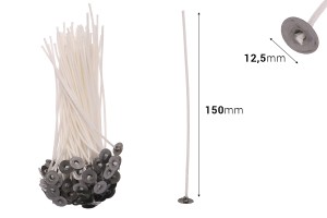 Mèche cirée de 150 mm de long avec cœur en coton et papier - 100 pcs-2