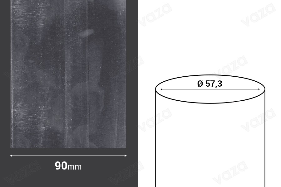 Καψύλιο θερμοσυρρικνούμενο πλάτος 90 mm - σε τρεχούμενο μέτρο (Φ 57,3 mm) Καψύλιο θερμοσυρρικνούμενο πλάτος 90 mm - σε τρεχούμενο μέτρο (Φ 57,3 mm)-εικόνα_διαστάσεις