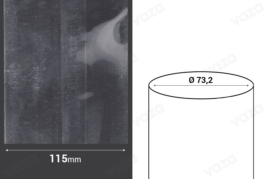 Καψύλιο θερμοσυρρικνούμενο πλάτος 115 mm - σε τρεχούμενο μέτρο (Φ 73,2 mm) Καψύλιο θερμοσυρρικνούμενο πλάτος 115 mm - σε τρεχούμενο μέτρο (Φ 73,2 mm)-εικόνα_διαστάσεις