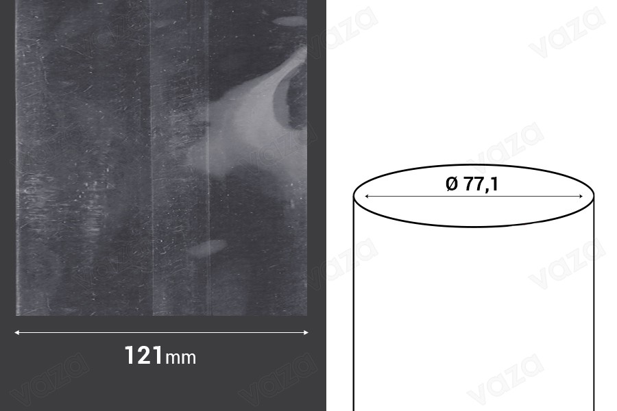 Καψύλιο θερμοσυρρικνούμενο πλάτος 121 mm - σε τρεχούμενο μέτρο (Φ 77,1 mm) Καψύλιο θερμοσυρρικνούμενο πλάτος 121 mm - σε τρεχούμενο μέτρο (Φ 77,1 mm)-εικόνα_διαστάσεις