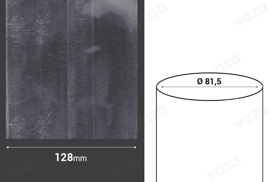 Καψύλιο θερμοσυρρικνούμενο πλάτος 128 mm - σε τρεχούμενο μέτρο (Φ 81,5 mm) Καψύλιο θερμοσυρρικνούμενο πλάτος 128 mm - σε τρεχούμενο μέτρο (Φ 81,5 mm)-εικόνα_διαστάσεις