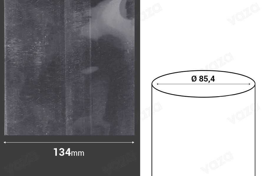Καψύλιο θερμοσυρρικνούμενο πλάτος 134 mm - σε τρεχούμενο μέτρο (Φ 85,4 mm) Καψύλιο θερμοσυρρικνούμενο πλάτος 134 mm - σε τρεχούμενο μέτρο (Φ 85,4 mm)-εικόνα_διαστάσεις