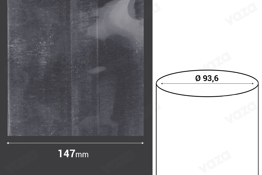 Καψύλιο θερμοσυρρικνούμενο πλάτος 147 mm - σε τρεχούμενο μέτρο (Φ 93,6 mm) Καψύλιο θερμοσυρρικνούμενο πλάτος 147 mm - σε τρεχούμενο μέτρο (Φ 93,6 mm)-εικόνα_διαστάσεις