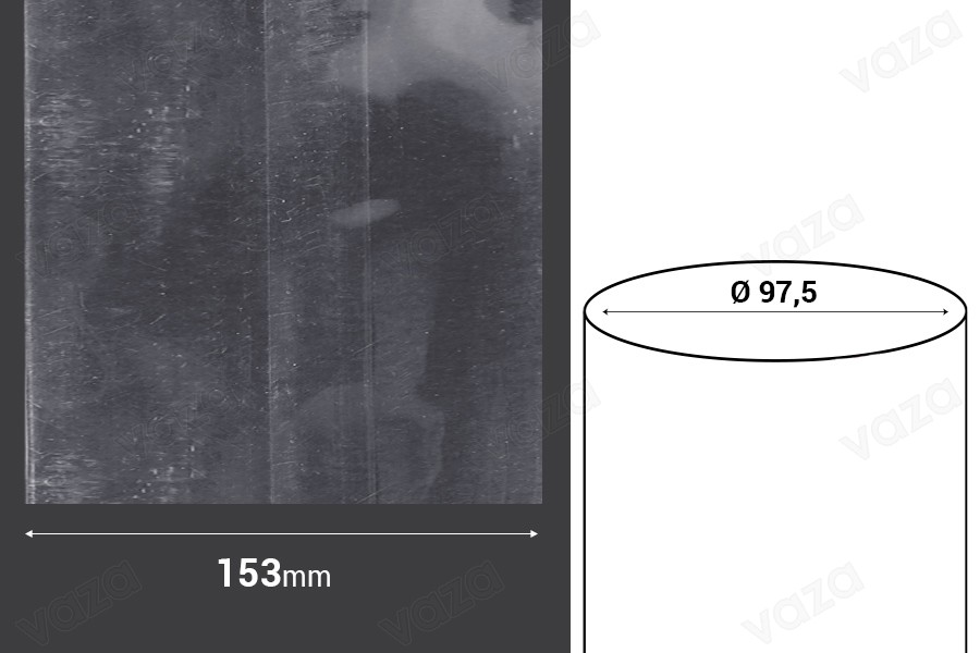 Καψύλιο θερμοσυρρικνούμενο πλάτος 153 mm - σε τρεχούμενο μέτρο (Φ 97,5 mm) Καψύλιο θερμοσυρρικνούμενο πλάτος 153 mm - σε τρεχούμενο μέτρο (Φ 97,5 mm)-εικόνα_διαστάσεις