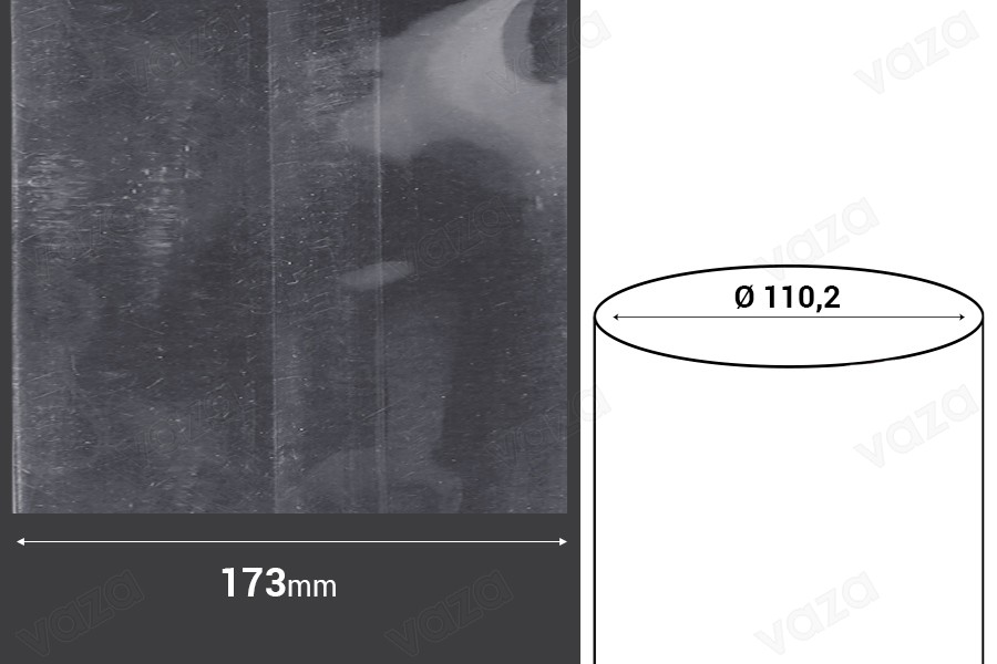 Καψύλιο θερμοσυρρικνούμενο πλάτος 173 mm - σε τρεχούμενο μέτρο (Φ 110,2 mm) Καψύλιο θερμοσυρρικνούμενο πλάτος 173 mm - σε τρεχούμενο μέτρο (Φ 110,2 mm)-εικόνα_διαστάσεις