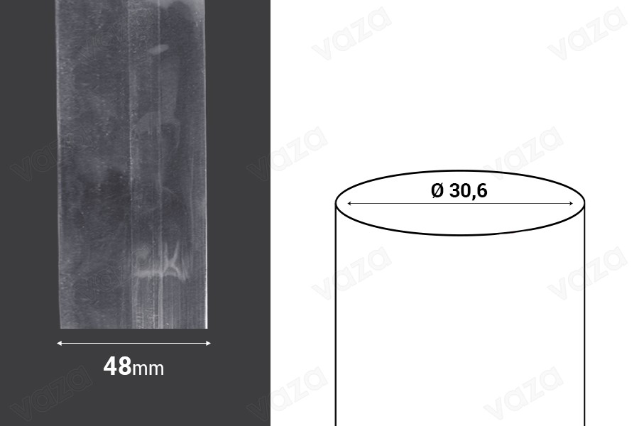 Καψύλιο θερμοσυρρικνούμενο πλάτος 48 mm - σε τρεχούμενο μέτρο (Φ 30,6 mm) Καψύλιο θερμοσυρρικνούμενο πλάτος 48 mm - σε τρεχούμενο μέτρο (Φ 30,6 mm)-εικόνα_διαστάσεις