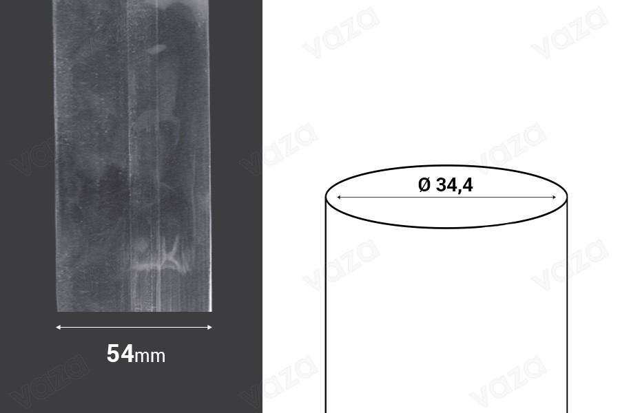 Καψύλιο θερμοσυρρικνούμενο πλάτος 54 mm - σε τρεχούμενο μέτρο (Φ 34,4 mm) Καψύλιο θερμοσυρρικνούμενο πλάτος 54 mm - σε τρεχούμενο μέτρο (Φ 34,4 mm)-εικόνα_διαστάσεις