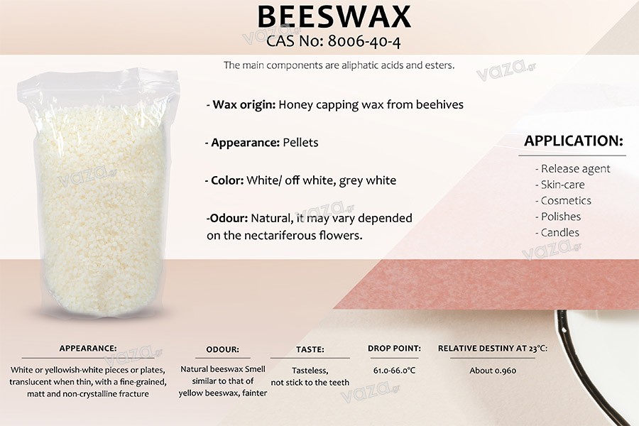 White beeswax in pellets - one kilo piece
