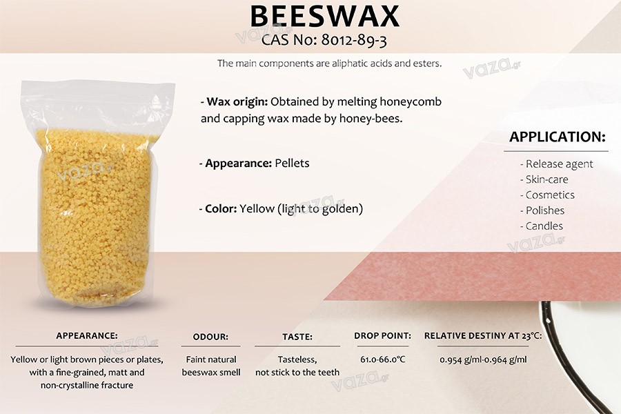 Yellow beeswax in pellets - one kilo piece