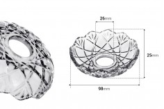Πιατάκι γυάλινο διάφανο με τρύπα (26 mm) στο κέντρο για κηροπήγια και πολυελαίους - 6 τμχ