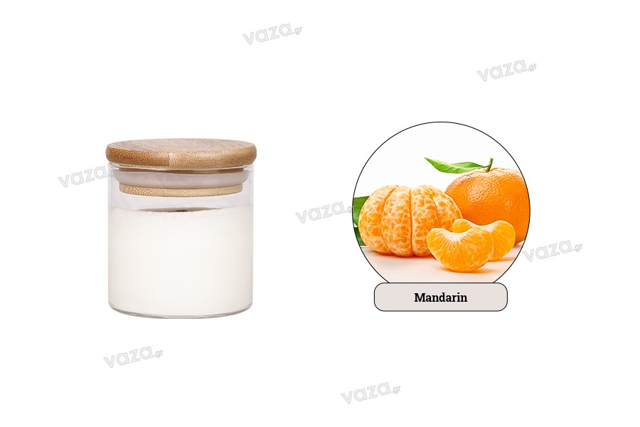 Candela di soia aromatica al mandarino con stoppino in legno (110gr)