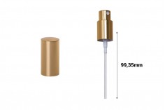 Shiny gold aluminum spray pump for 18/415 bottle neck (tube length 99,35 mm)