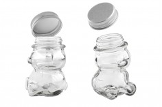 30ml Teddy Bear glass jar with silver aluminum cap