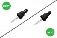 Dropper 15 ml with black wide tamper-evident cap and bulb in shiny black or MAT color - individually wrapped