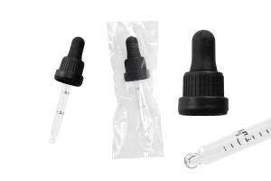 Contagocce da 30 ml con tappo di sicurezza largo nero, graduato e pipetta disponibile in nero opaco o lucido - confezione singola.-6