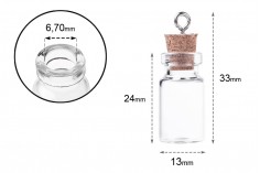 Bouteille en verre pour des faveurs avec bouchon et anneau, 13 x 33 mm