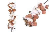 Decoration cotton flower stem with brown leaves