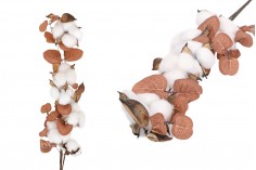 Decoration cotton flower stem with brown leaves
