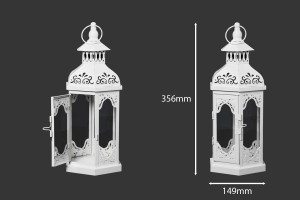 Lanterne sculptée métallique avec fenêtres en verre ensemble de 3 pièces S-M-L-4