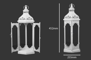 Lanterne sculptée métallique avec fenêtres en verre ensemble de 3 pièces S-M-L-6