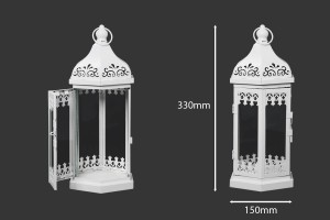 Lanterne sculptée métallique avec fenêtres en verre ensemble de 3 pièces S-M-L-εικόνα_σύνθεση