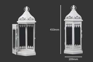 Lanterne sculptée métallique avec fenêtres en verre ensemble de 3 pièces S-M-L-εικόνα_σύνθεση