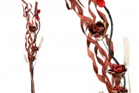 Bouquet of decorative branches and flowers 1.4 m in brown maroon color