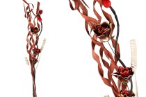 Bouquet of decorative branches and flowers 1.4 m in brown maroon color Bouquet of decorative branches and flowers 1.4 m in brown maroon color-photo_produit