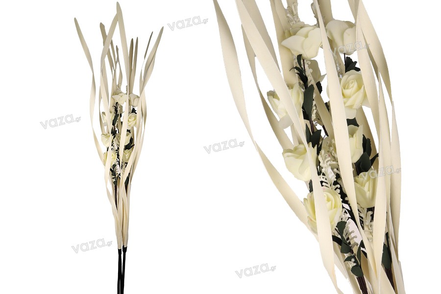 Bouquet of decorative branches and flowers 1.6 m in beige color - 3 pcs