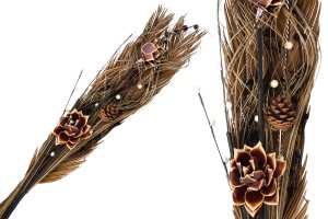 Decorative branches and flowers 80 cm in brown color-photo_produit