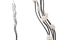 Decorative branches 1.5 m in black color with white balls - bouquet of 5 pcs-produktbild