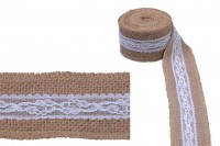 White lace jute ribbon - width 50 mm, length 5 m each piece