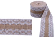 Hessian jute white lace trim edge, width 60 mm, length 5 meters each piece