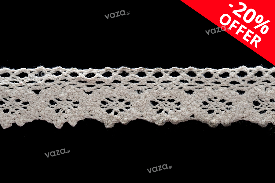 Spitzenband aus Baumwolle Breite 25 mm - 10 Meter je Stück