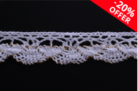 Ruban de dentelle en coton blanc avec fil métallique, largeur 18 mm – 10 mètres/pièce