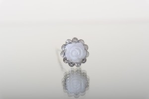 Épingle décorative en métal avec perle et strass en forme de rose (largeur 14 mm) - 20 pièces-3