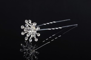 Épingle décorative en métal avec strass en forme de fleur (largeur 25 mm, hauteur 17 mm) - 20 pcs-2