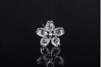 Decorative metal brooch with flower shaped stones (width 27 mm) - 20 pcs