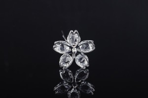 Épingle décorative en métal avec des pierres en forme de fleur (largeur 27 mm) - 20 pièces-1