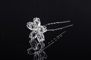 Épingle décorative en métal avec des pierres en forme de fleur (largeur 27 mm) - 20 pièces-2