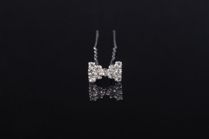 Épingle décorative en métal avec strass en forme de noeud (largeur 14 mm, hauteur 9 mm) - 20 pcs-1