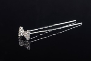 Épingle décorative en métal avec strass en forme de noeud (largeur 14 mm, hauteur 9 mm) - 20 pcs-2