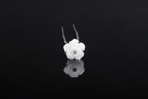 Épinge décorative en métal avec perle et strass en forme de rose (largeur 12 mm) - 20 pièces-1