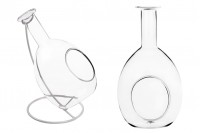 Glass decoration in the shape of a carafe with a white metal base
